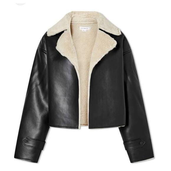 Good American Air Force Faux Shearling Jacket Black Women's Size XXL/ 5 NWT - Picture 3 of 10